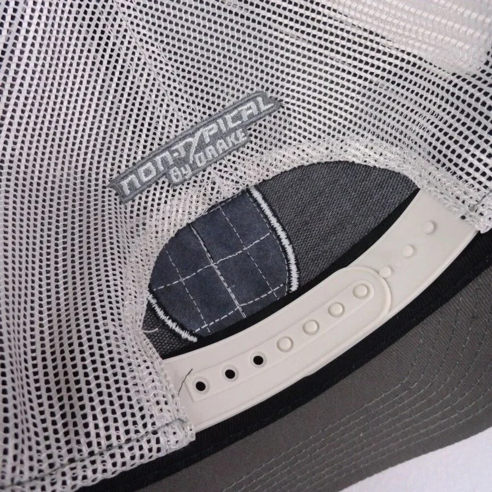 Drake Non-Typical Hat Cap Snapback Trucker Gray White American Shield Mesh NWT